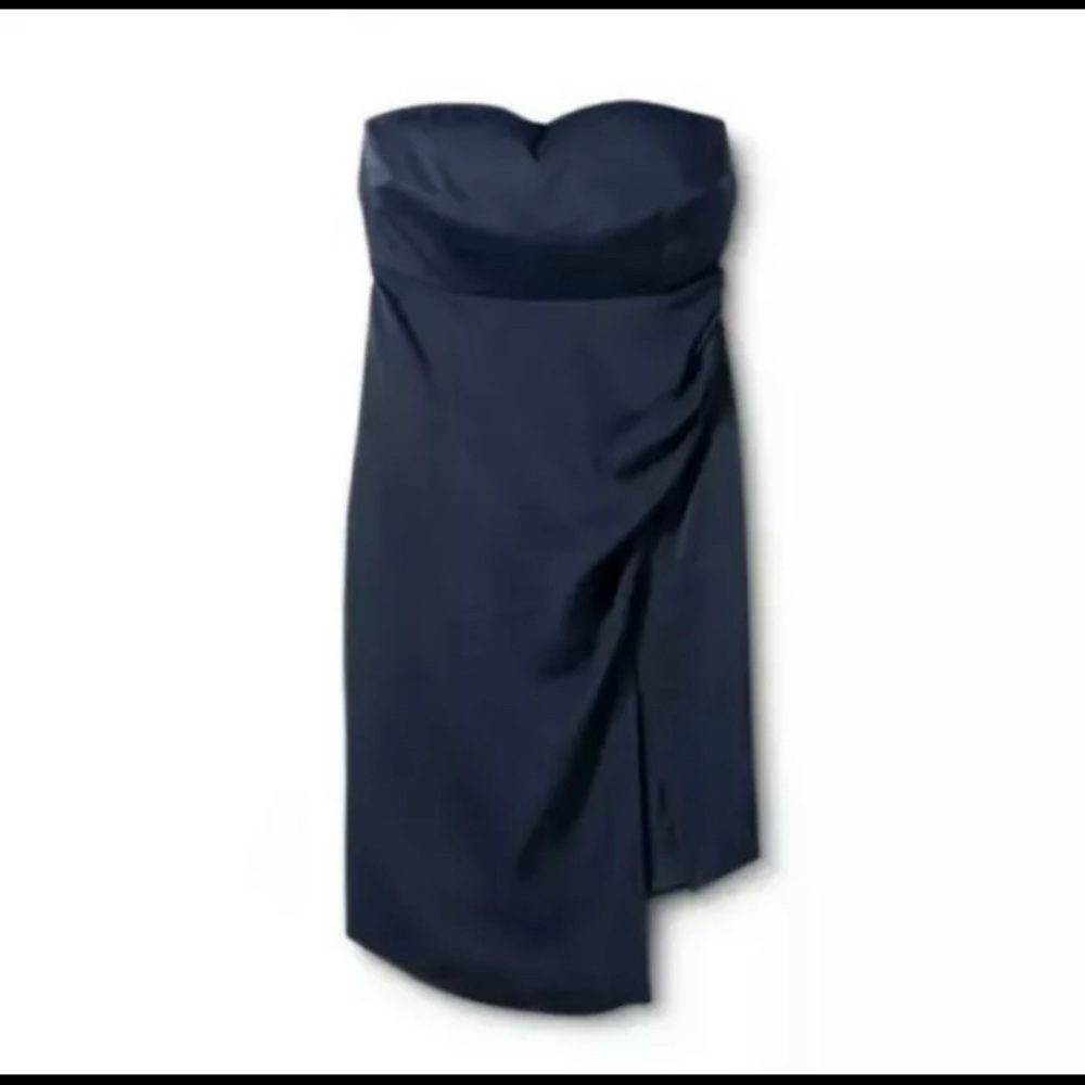 Women’s Cushnie strapless dress 14 NWT blue asymmetrical ruched side midi new